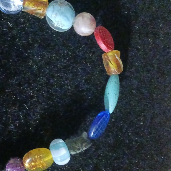 Multicolor Beaded Necklace with Silver Chain - Picture 2 of 4